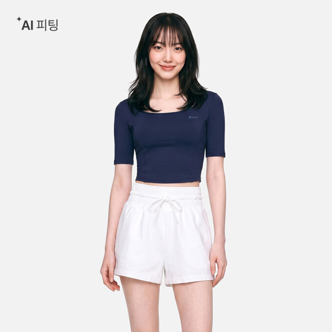 우먼 크롭 반팔 래쉬가드 딥네이비 (B6SWWCR041DNV)