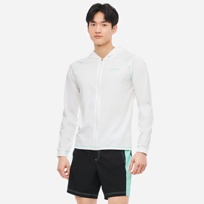 맨 모션 릴렉스핏 후드 집업 래쉬가드 오프화이트 (B5SMWZR111OWT)