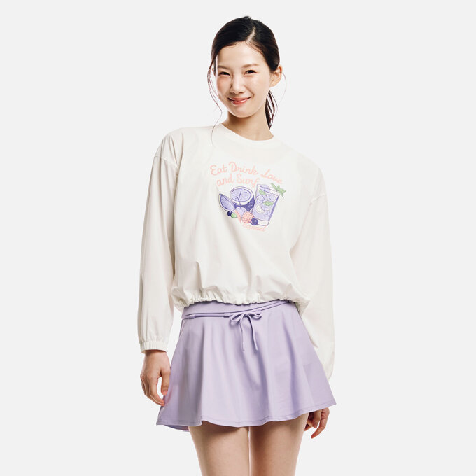 우먼 루즈핏 아트웍 우븐 커버업 오프화이트 (B6SWWCV001OWT)