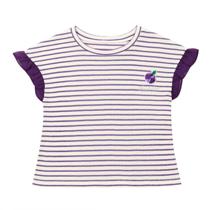 여름 데일리 보라 S/T 프릴 티셔츠 Q33DCT160