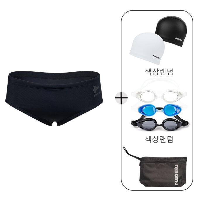 남성 매트 숏사각 실내 수영복 세트 MS2G801_BK_SET