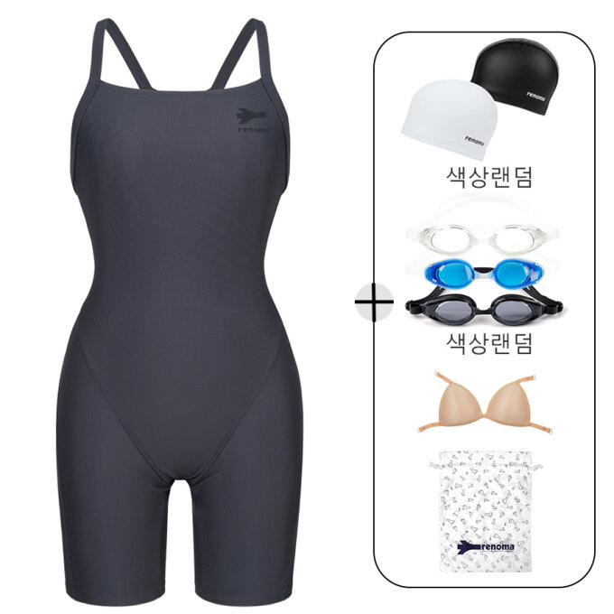 여성 매트 서포트백 3부 반신 원피스 수영복 세트 LS2G869_DG_SET