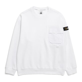 남성 가슴 우븐 포켓 세미오버핏 맨투맨 WHITE N241MSW060