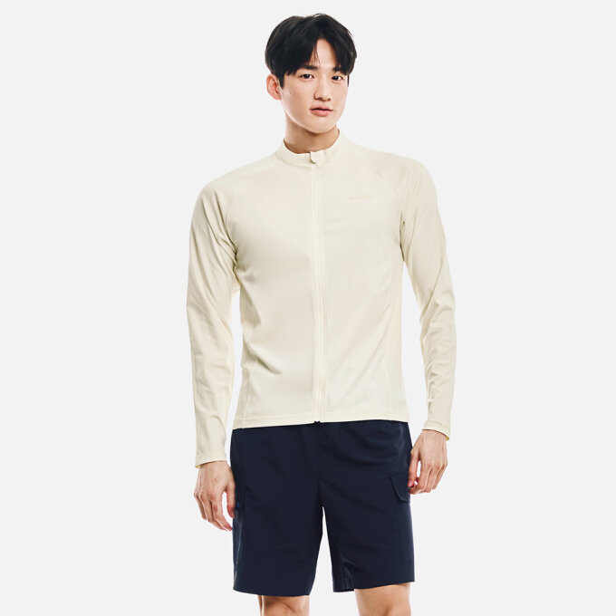 맨 에센셜 릴렉스핏 집업 래쉬가드 아이보리 (B6SMWZR101IVR)