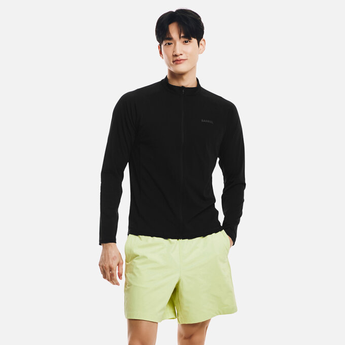 맨 에센셜 릴렉스핏 집업 래쉬가드 블랙  (B6SMWZR101BLK)