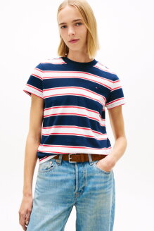 여성 레귤러 핏 플래그 저지 티셔츠 T32G1TTO41TWT10A7