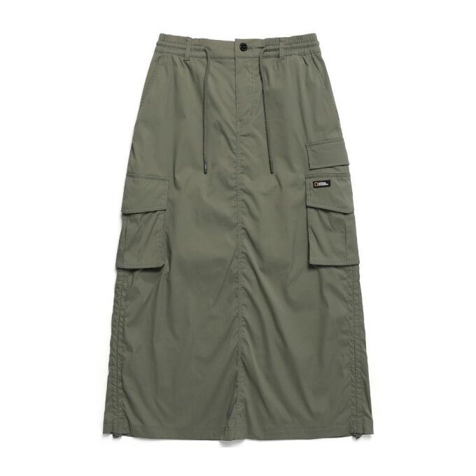 여성 아나스 스트링 롱기장 카고 스커트 LICHEN KHAKI N241WSK070