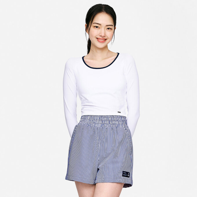 우먼 노티컬 크롭 래쉬가드 화이트 (B5SWWCR022WHT)