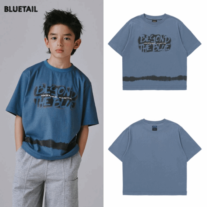아동 블루 다트 반팔 티셔츠 AAC1TS04BU