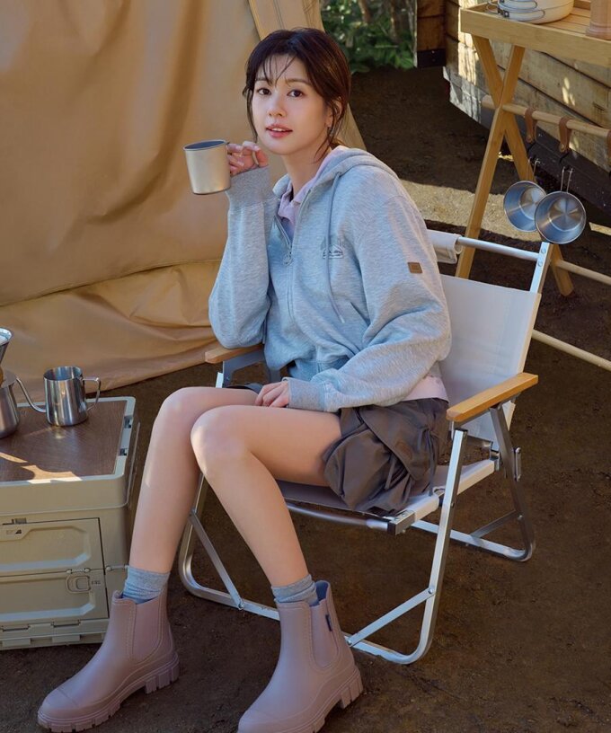 여성 네이쳐 후드집업 멜란지