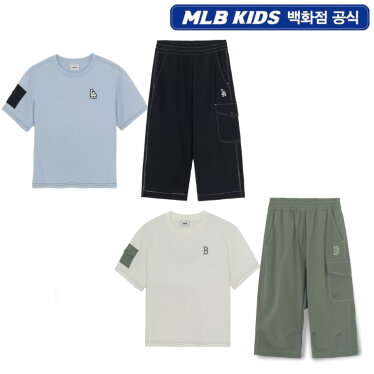 7AS1B1163 아웃도어 베이직 7부 팬츠 티셔츠세트