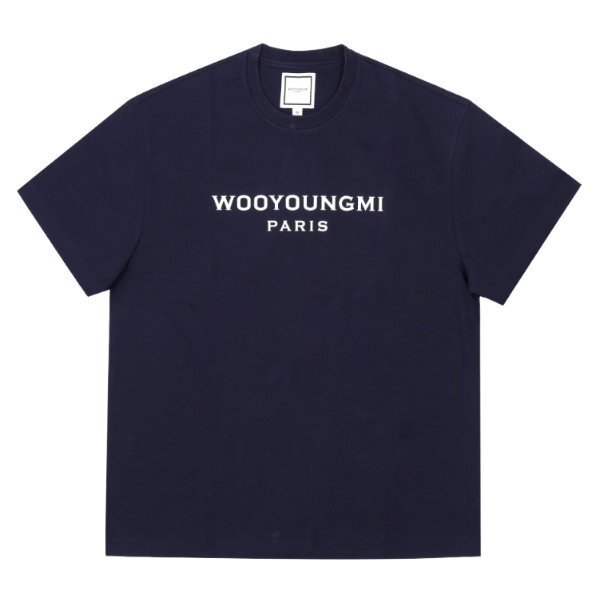 우영미 프론트 로고 반팔 티셔츠 네이비 W261TS02704N