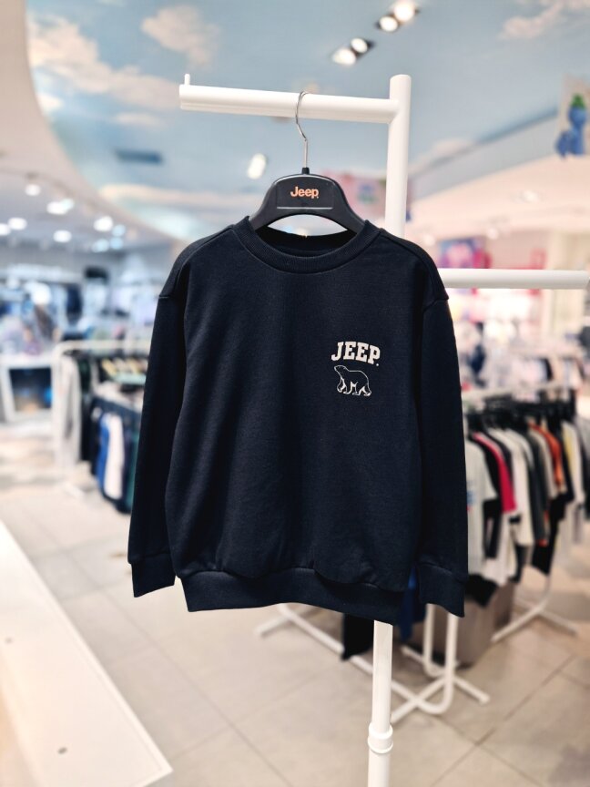 저가 키즈 지프곰 일러스트 맨투맨 KR3TSU891 BK