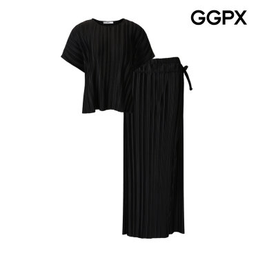 플리츠 반팔 블라우스 앤 팬츠 셋업 (GQ4ST011F)