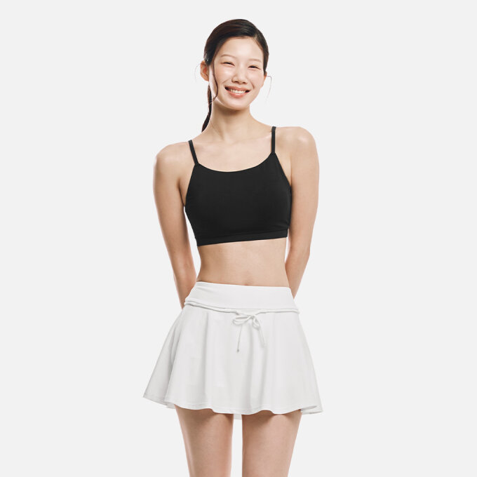 우먼 에센셜 액티브 골지 브라탑 블랙 (B6SWWBR002BLK)