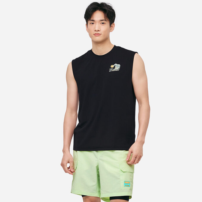 맨 트로피컬 슬리브리스 래쉬가드 블랙 (B5SMWRG132BLK)