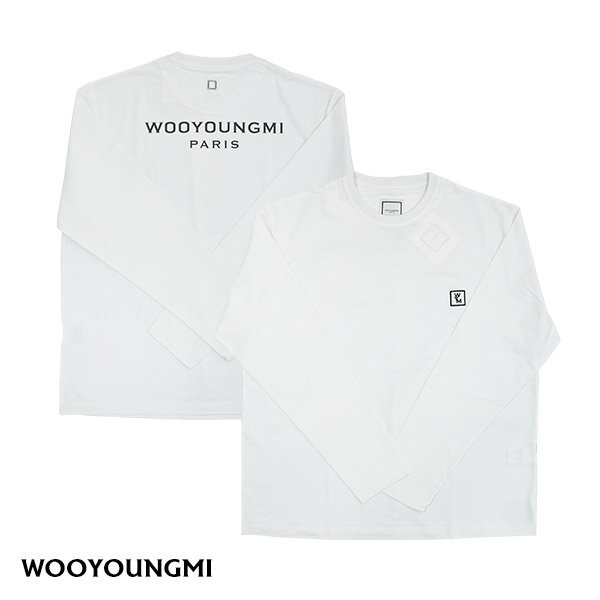 우영미 코튼 백로고 롱슬리브 긴팔 티셔츠 화이트 W233TS17709W