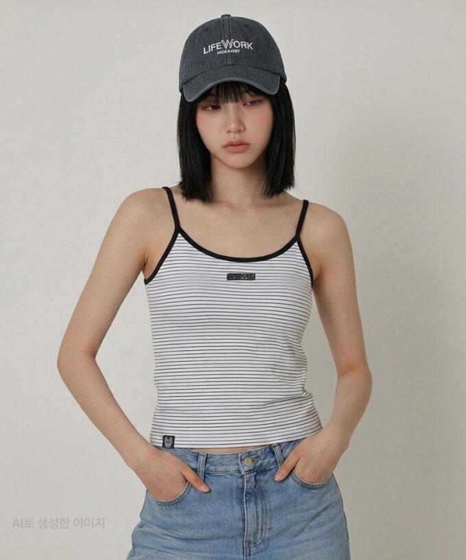 여성) 미니멀 로고 링거 슬리브리스( LW262SL801)
