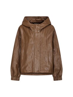 오버핏 페이크 레더 후드 집업 점퍼051