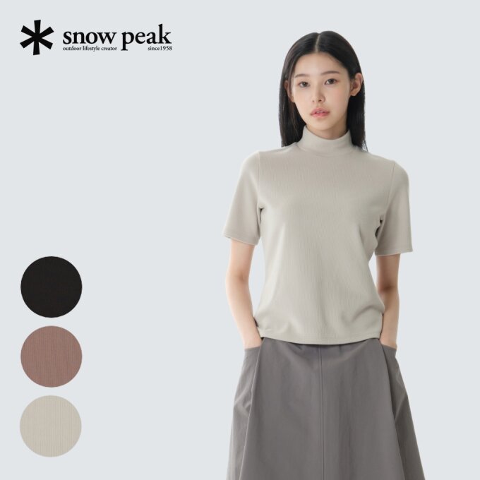 [스노우피크]골지 여성 모크넥 반팔 티셔츠 S26FWFTS31