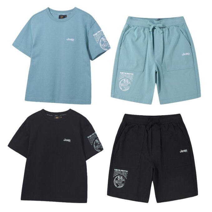 익스플로어 지구본 반팔티 반바지 상하세트 KR2TSU166 KR2TPU966