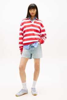 여성 라이트블루 워시드 데님 맘 쇼츠 T32G1NEQ63TWT11AB 