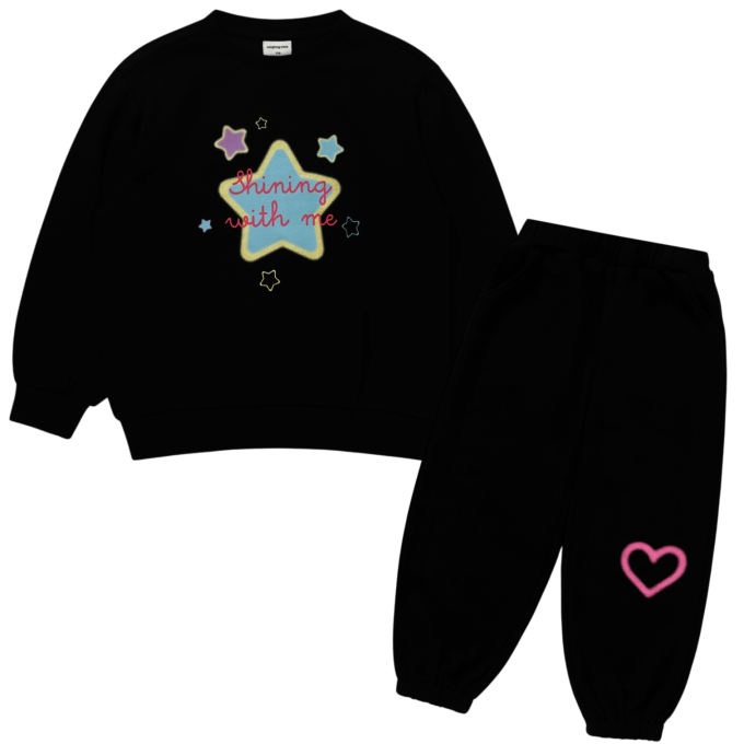 여아 트윙클 맨투맨 상하세트 BK
