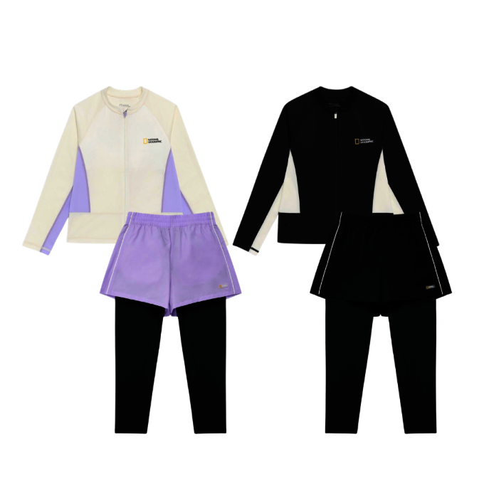 KIDS 여아 세미크롭 래쉬가드 F-ZIP 세트 K262GRG410 K262GWL410