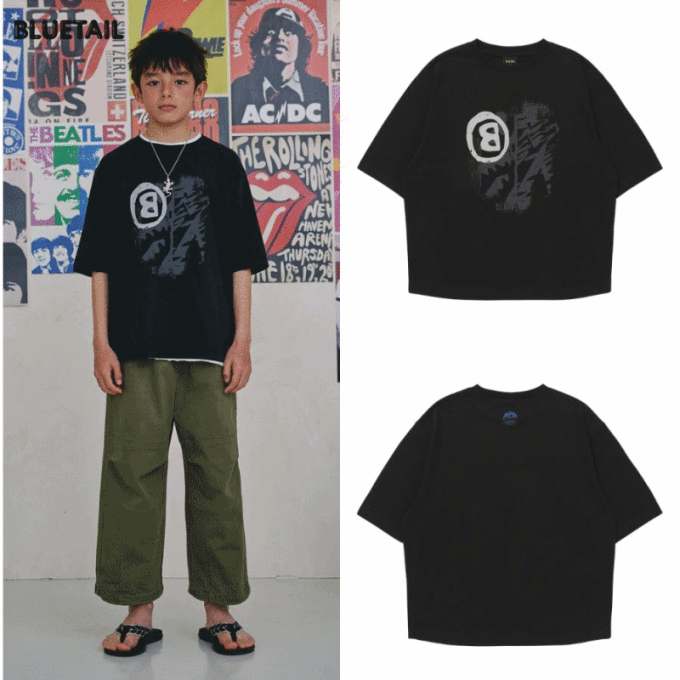 아동 블랙 다트 반팔 티셔츠 AAB1TS08BK
