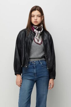 페이크 레더 블루종 점퍼_ SALEE1641BK