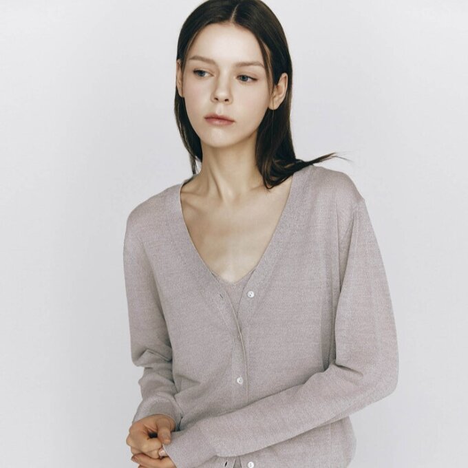 여자 쉬어 긴팔 가디건 552335a