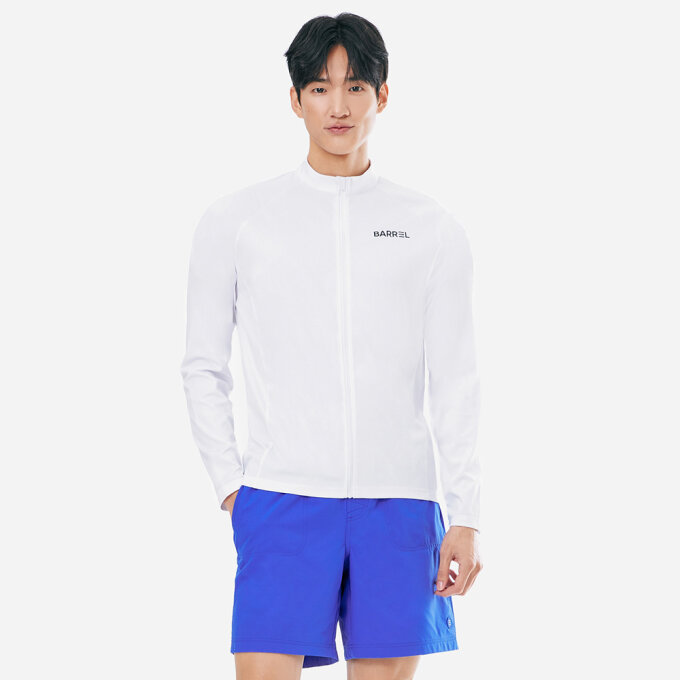 맨 에센셜 릴렉스핏 집업 래쉬가드 화이트 (B5SMWZR101WHT)