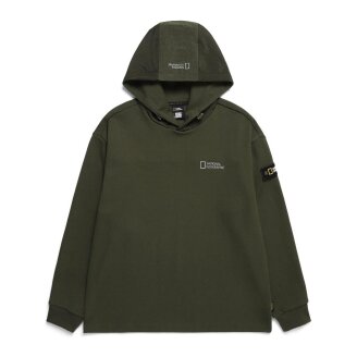 남성 우븐 배색 포인트 디자인물 후디 1  (세미오버핏) F/KHAKI N241MHD230