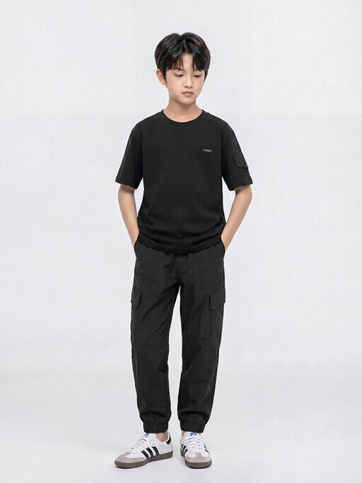PKG2PT3715 남아 여아 공용 카고 조거팬츠 키즈 밴딩 팬츠 데일리 긴바지