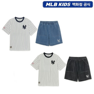 7AS1B0263 스트릿 베이직 스트라이프 데님 티셔츠세트