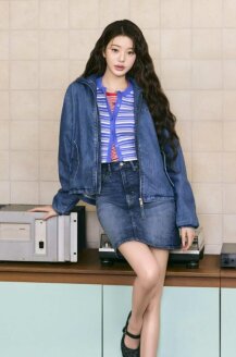 워시드 데님 맘 스커트 T32G1NFS61TWT11BK