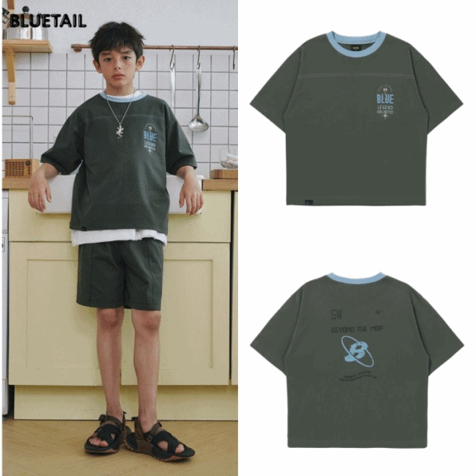 아동 카키 럭비 반팔 티셔츠AAB3TS03KK