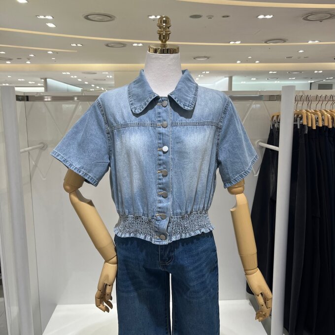 카라넥 밴딩 데님 자켓 621700