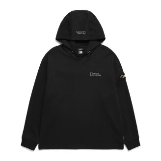 남성 우븐 배색 포인트 디자인물 후디 1  (세미오버핏) CARBON BLACK N241MHD230