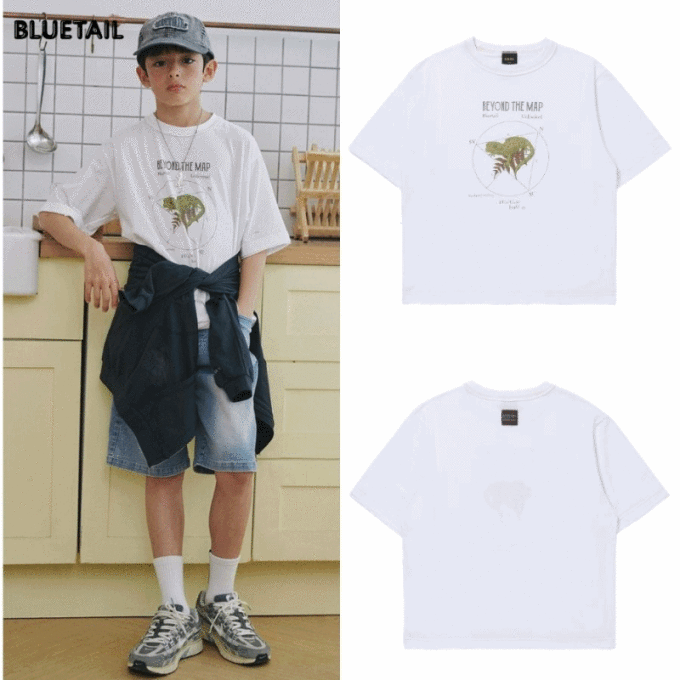 아동 화이트 데끼 반팔 티셔츠AAB3TS05WT