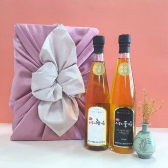 예천 어무이 참기름 미송나무 2호 국산 선물세트(참기름500ml+들기름500ml)