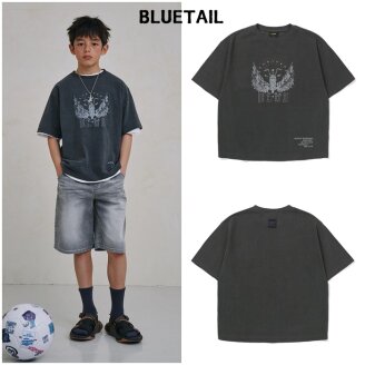 차콜그레이 빈티지 프린팅 반팔 티셔츠 AAB1TS04CG