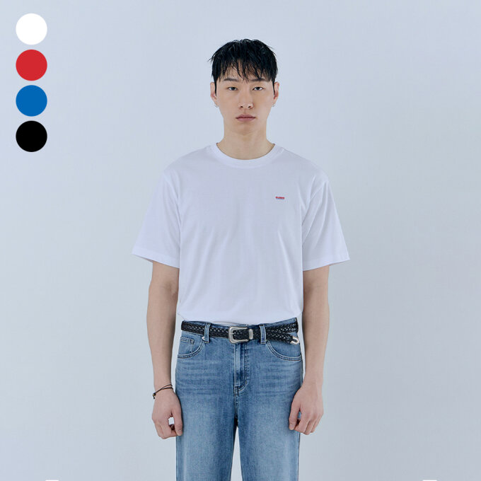 남여공용_GUESS 미니 로고 반팔 티셔츠 (MQ2K9431)