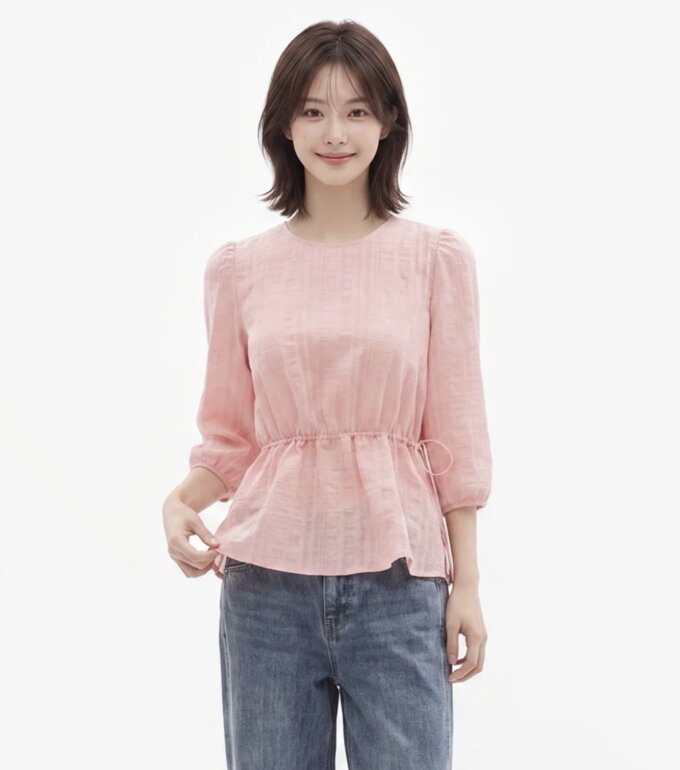 벌룬 소매 허리스트링 블라우스 PS3WB802