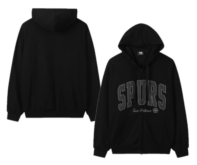 NBA 팀 레터링 아플리케 후드 집업 (블랙) N263TJ020P