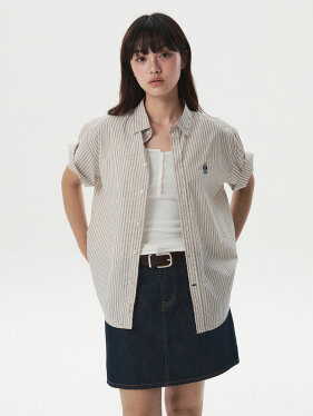 여성 Steve Loose Fit Short Sleeve Shirts - WHYAG2511F