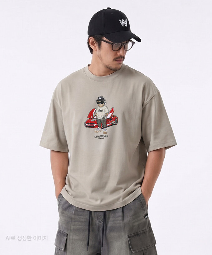 공용) 슈퍼카 힙독 반팔 티셔츠( LW262TS105)