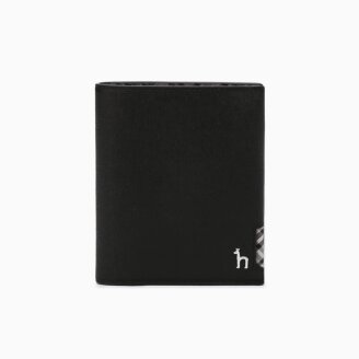 [CHESTER]블랙 체크장식 소가죽 중지갑 HJWA5E295BK