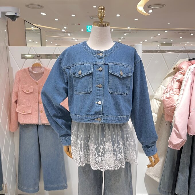 노카라 크롭 데님 자켓 129310