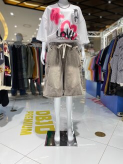 [남녀공용]사선포켓 데님반바지 2치수 2색상 JGZZ814033